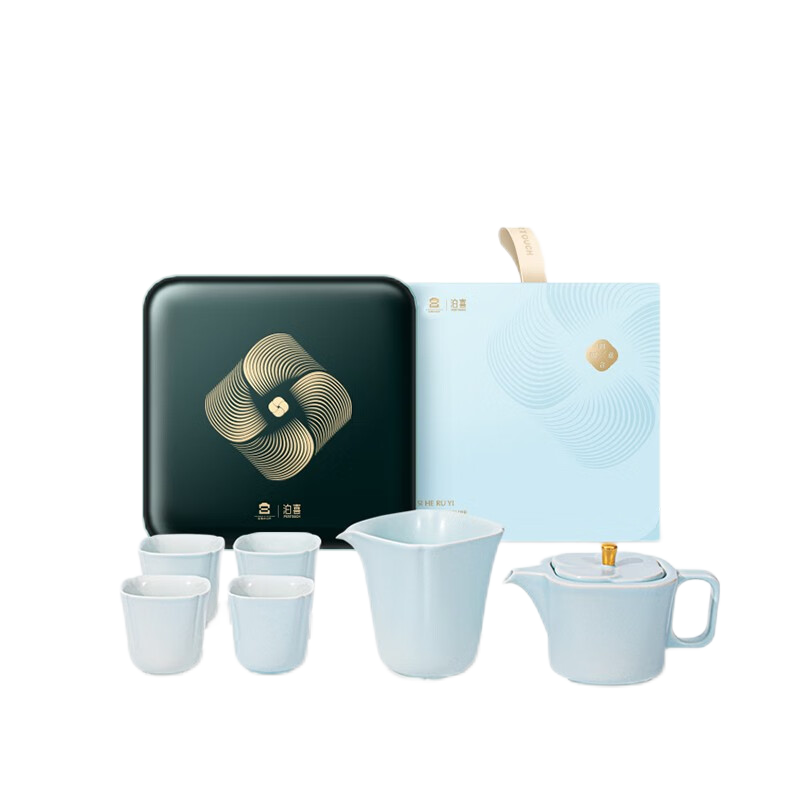 泊喜  四合如意海棠汝釉茶具套装（单位：个）  