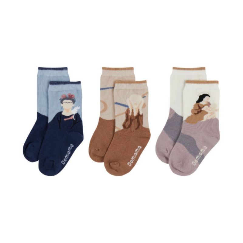 哆咪呀Domiamia 婴幼儿春秋款图案平板袜（3双装） 自然色