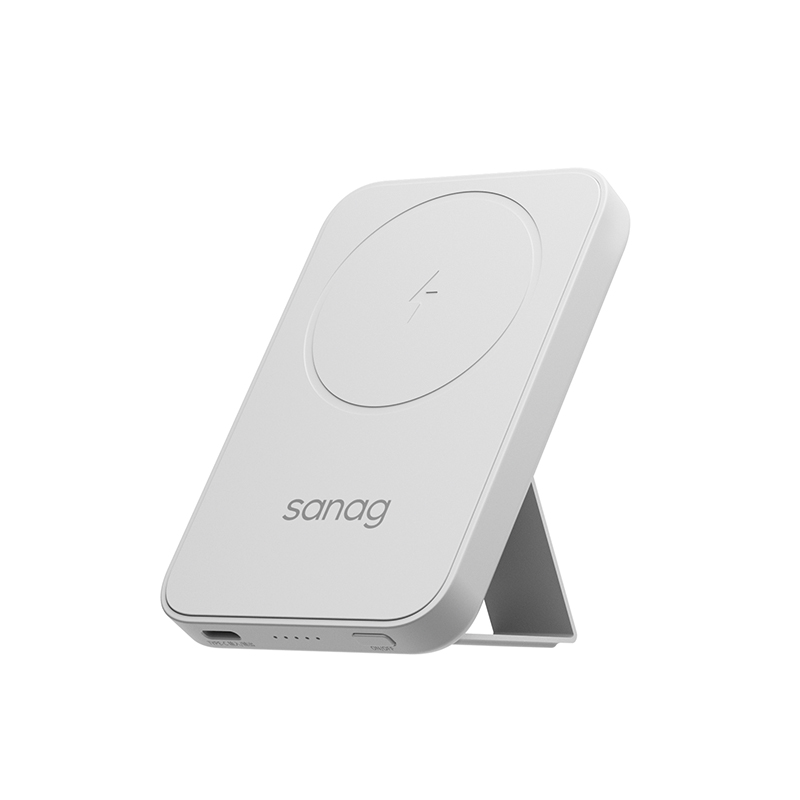 SANAG塞那磁吸充电宝自带线小巧便携支架无线Magsafe快充K67pro  单位：个 白色