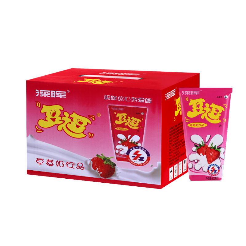 深晖豆逗草莓味奶200ml*16盒*1箱 草莓味奶200ml*16盒*1箱
