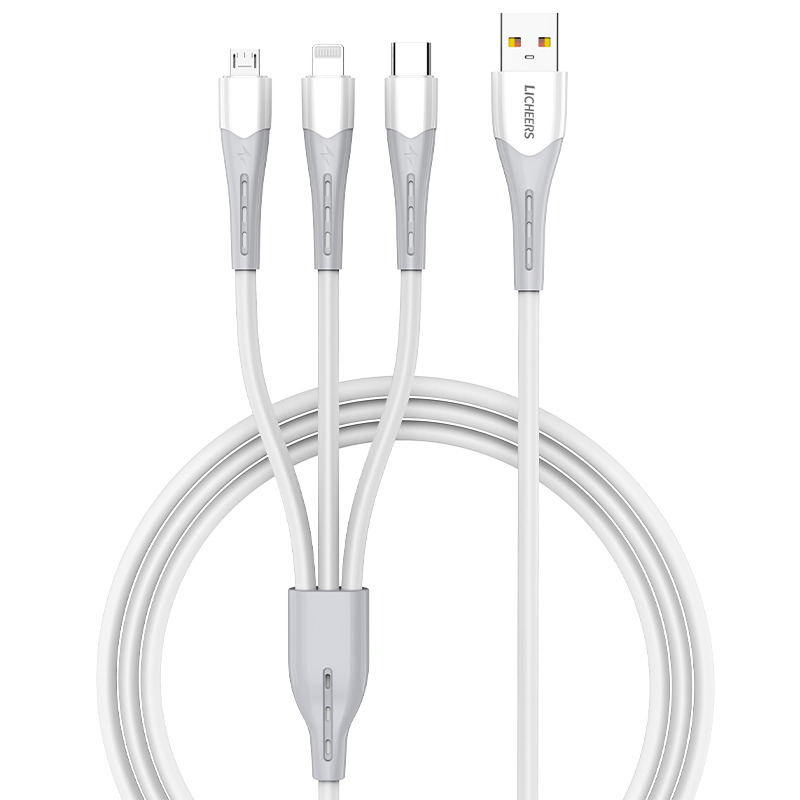 领臣 6A三合一快充线 LC-568 条 白色