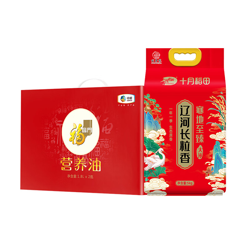 福临门/十月稻田 粮油组合 3.6L+5kg  单位：套 红色