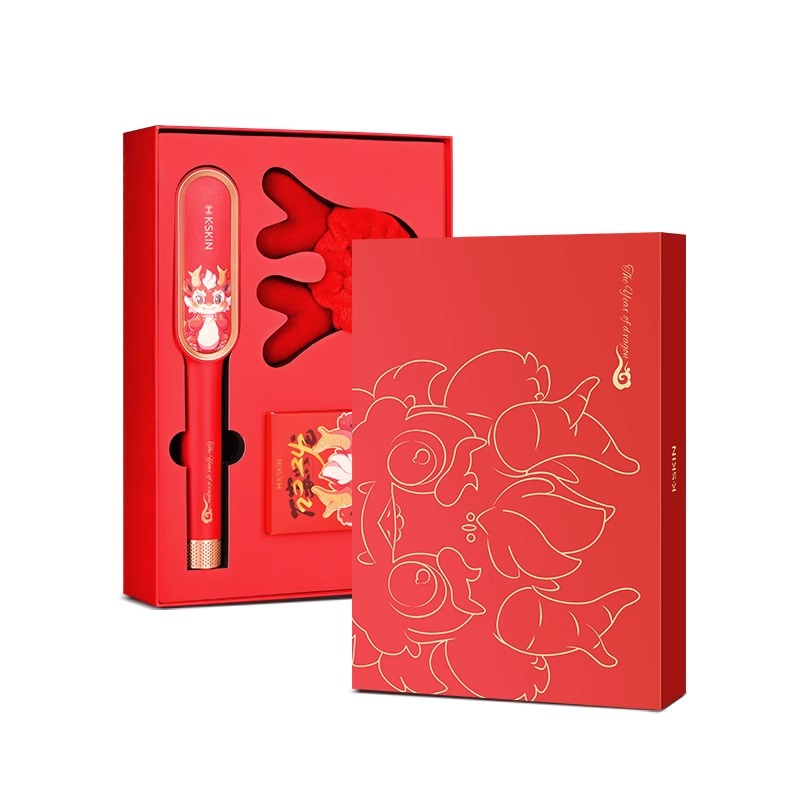 金稻（KINGDOM）福气龙宝直发梳礼盒（单位：台） 莓果色