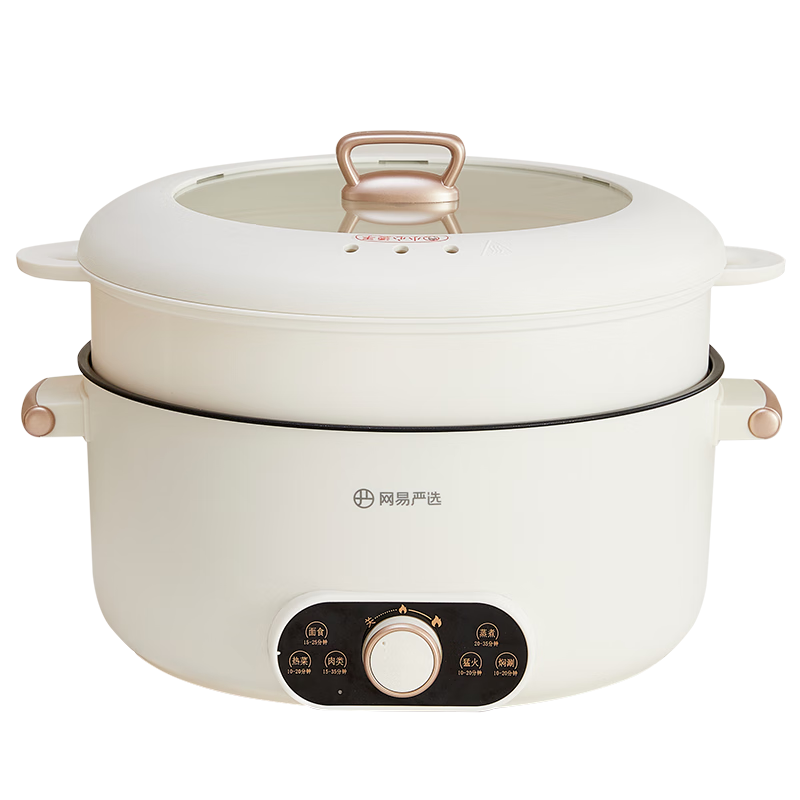网易严选 蒸煮煎炖 6L超大容量家庭用电热火锅 300866160（台） 白色