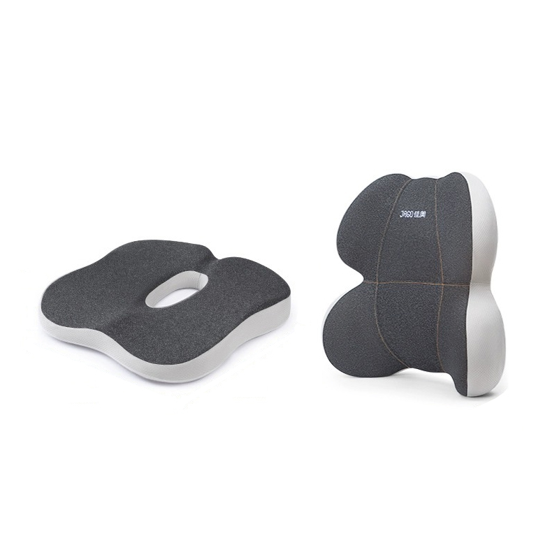 佳奥 小熊腰垫+坐垫 套装护腰靠垫抱枕腰靠办公室座椅坐垫腰枕孕妇靠枕椅子久坐腰部支撑 灰色