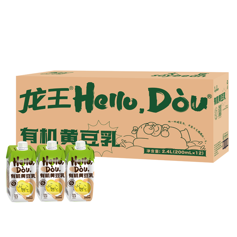 龙王hellodou有机黄豆乳 200ml*12/箱 黄色