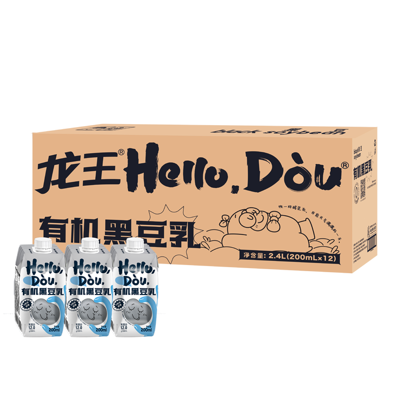龙王hellodou有机黑豆乳 200ml*12/箱 黄色