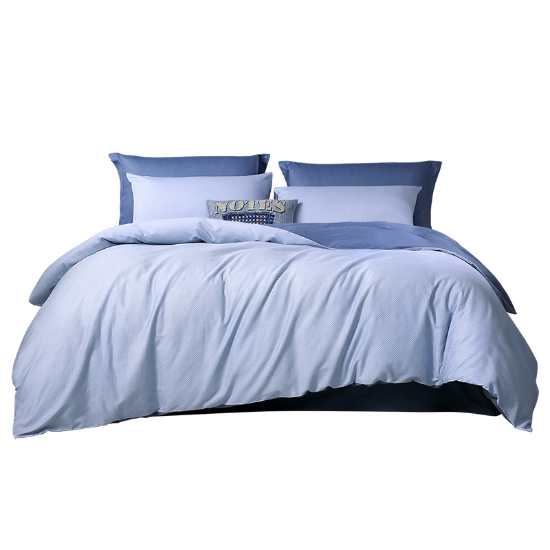 富安娜床上四件套纯棉极简&middot;威尔港1米8床230*229cm  单位：套 蓝色