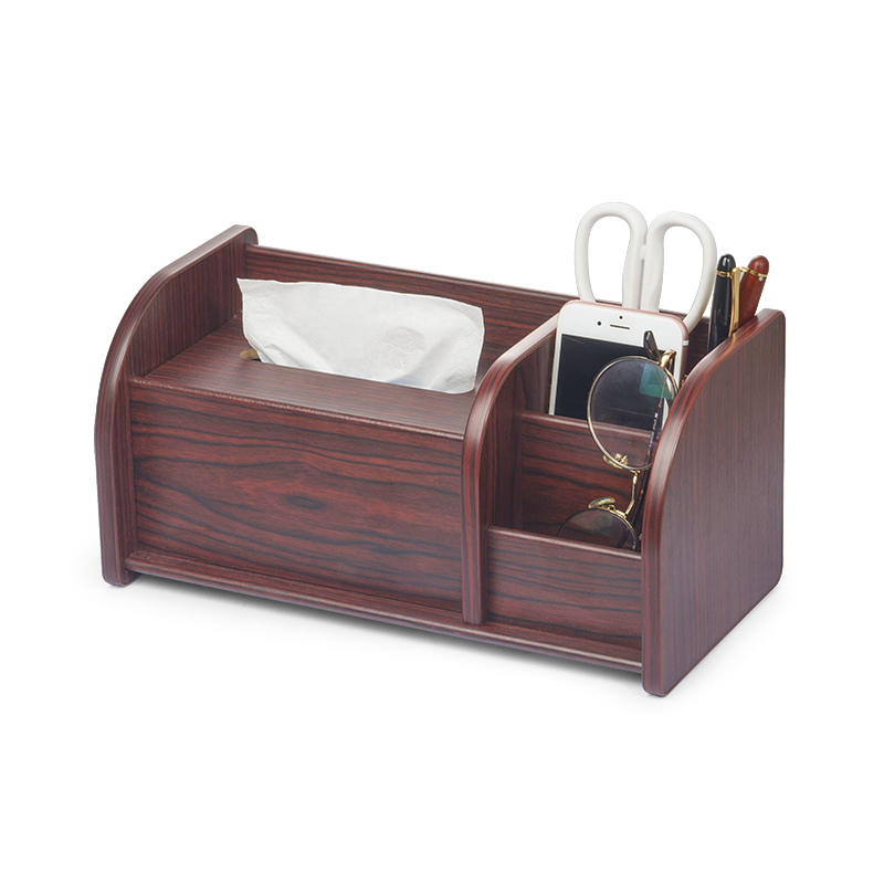 金隆兴Glosen 多功能木质纸巾盒桌面收纳盒C2039-1 木纹色(单位:个) 红色