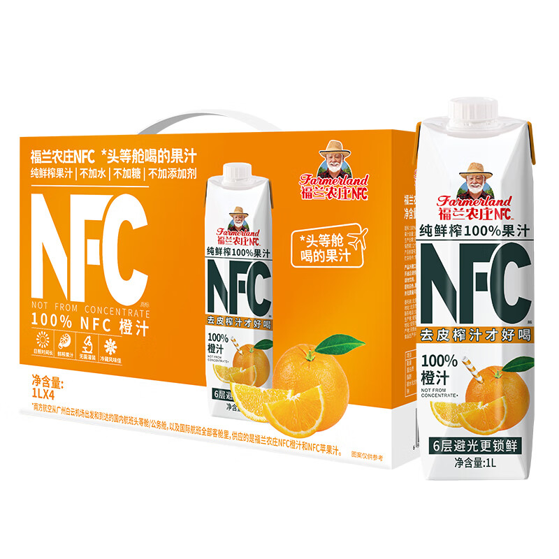福兰农庄NFC100%橙汁1L*4 橙汁1L*4