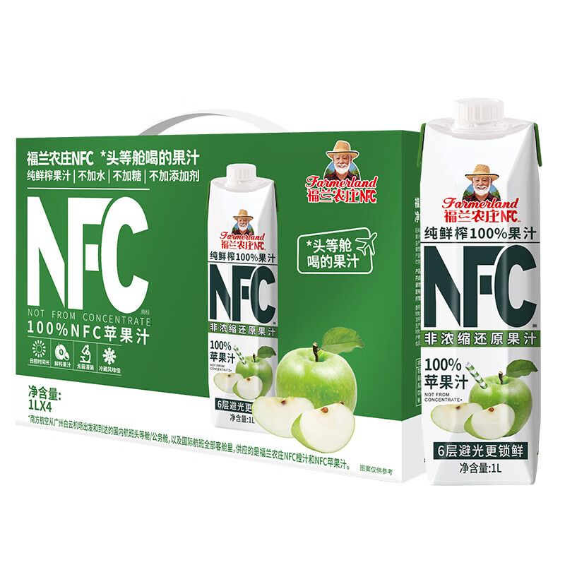 福兰农庄NFC100%苹果汁1L*4 苹果汁1L*4