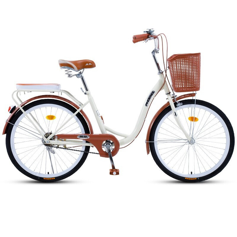 凤凰（Phoenix）自行车24英寸复古城市通勤脚踏车米白色金孔雀（单位：辆） 米白色