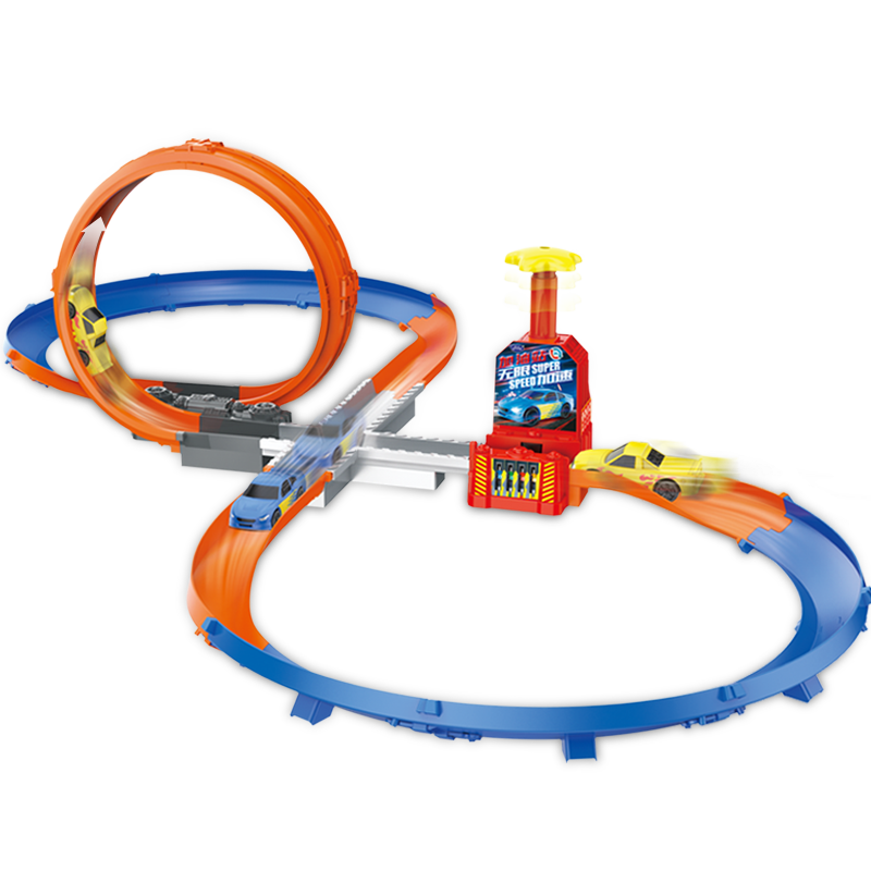 思成儿童益智按压加速轨道车拼组装8字轨道特技赛车亲子互动比赛  单位：套 特技轨道-手动加速8字轨道车