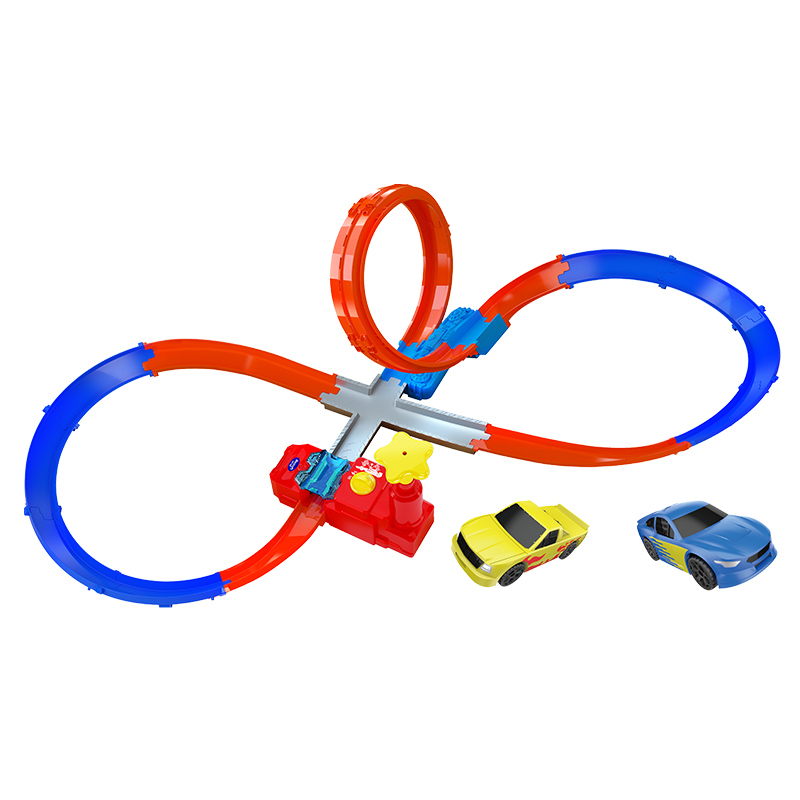 思成儿童益智按压加速轨道车拼组装8字轨道特技赛车亲子互动比赛  单位：套 特技轨道-混合动力加速8字轨道车