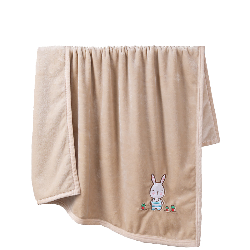 毛毛雨330061法兰绒绣花毛毯100*150cm  单位：条 颜色随机