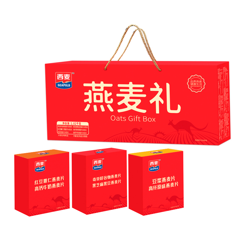 西麦健康燕麦礼盒1020g  单位：盒 拿铁色