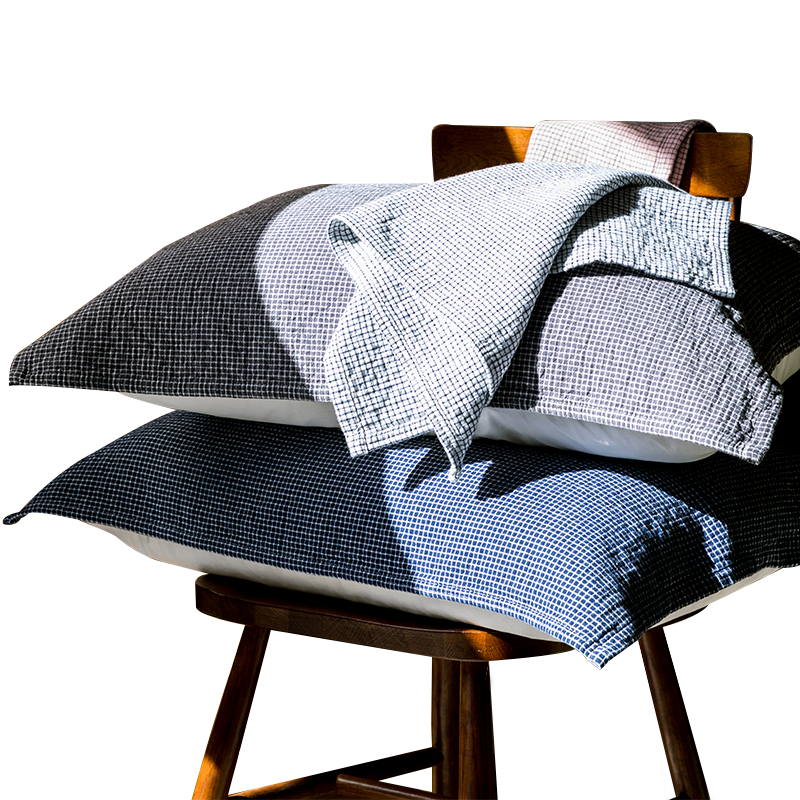 毛毛雨240219方格纱布纯棉枕巾一对装52*75cm 颜色随机