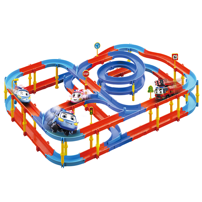 思成（SISING）警车联盟双层竞速轨道拼接小汽车玩具赛道轨道车玩具 儿童轨道玩具SA094  个 警车联盟电动回旋轨道-豪华套装