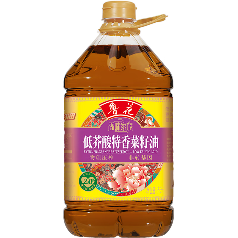 鲁花 香味家族低芥酸特香菜籽油5L 单位：桶 拿铁色