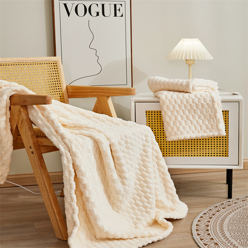 怡莲YL-T07云朵绒毯午休盖毯旅行车载盖毯舒适亲肤透气毯100*150CM（单位：床） 米黄色