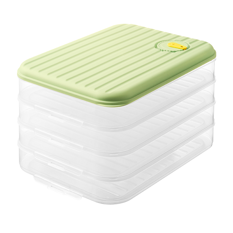 炊大皇 条纹饺子盒四层一盖（抹茶绿）JZH12TW（单位：个） 抹茶绿