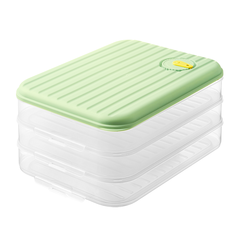 炊大皇  条纹饺子盒三层一盖（抹茶绿） JZH11TW  单位：个 抹茶绿