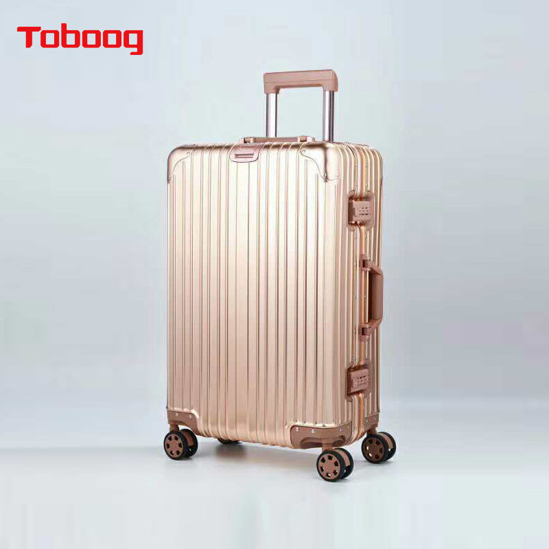 TOBOOG/途帮铝镁合金简约品质行李箱铝框箱拉杆箱万向轮旅行箱JH1001  单位：个 玫瑰金 28寸