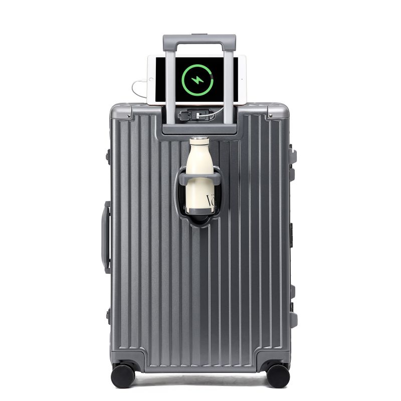 途帮（TOBOOG）多功能铝框行李箱女轻音万向轮包角防撞男卡扣密码拉杆箱PX2090  单位：个 星空灰 26寸