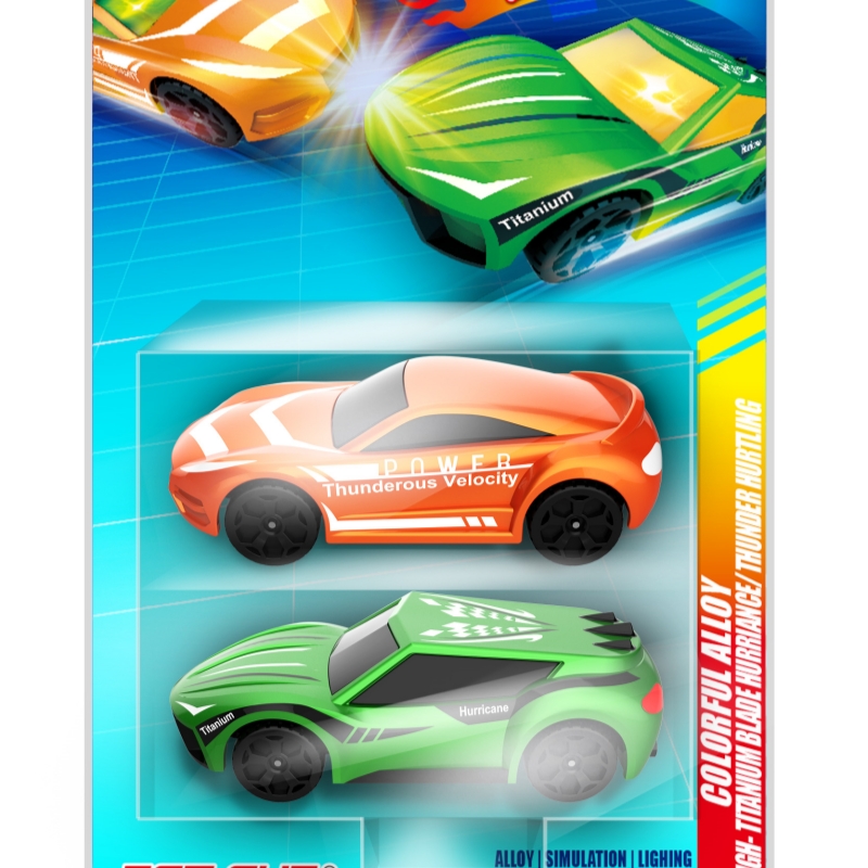 思成儿童炫彩合金小汽车惯性发光玩具车男孩仿真赛车模型礼盒套装 炫彩合金车-钛刃飓风/雷霆疾驰