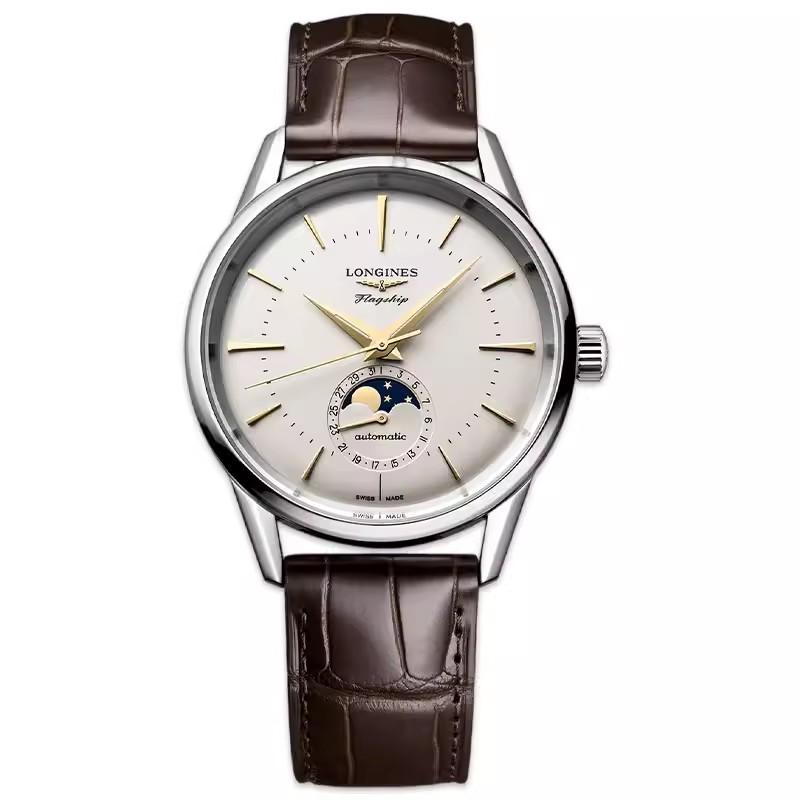 浪琴（LONGINES）经典复刻军旗系列 机械皮带男表L4.815.4.78.2  单位：块 白色