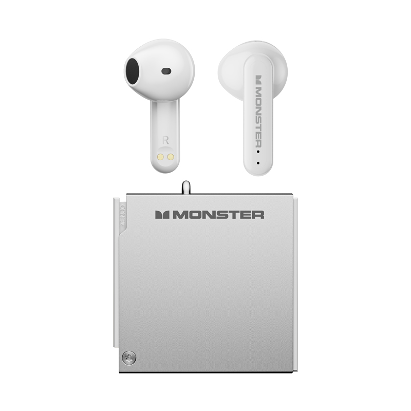 魔声（MONSTER）无线蓝牙耳机 半入耳式HIFI高音质音乐游戏电竞智能降噪运动跑步长续航单位：副 银色