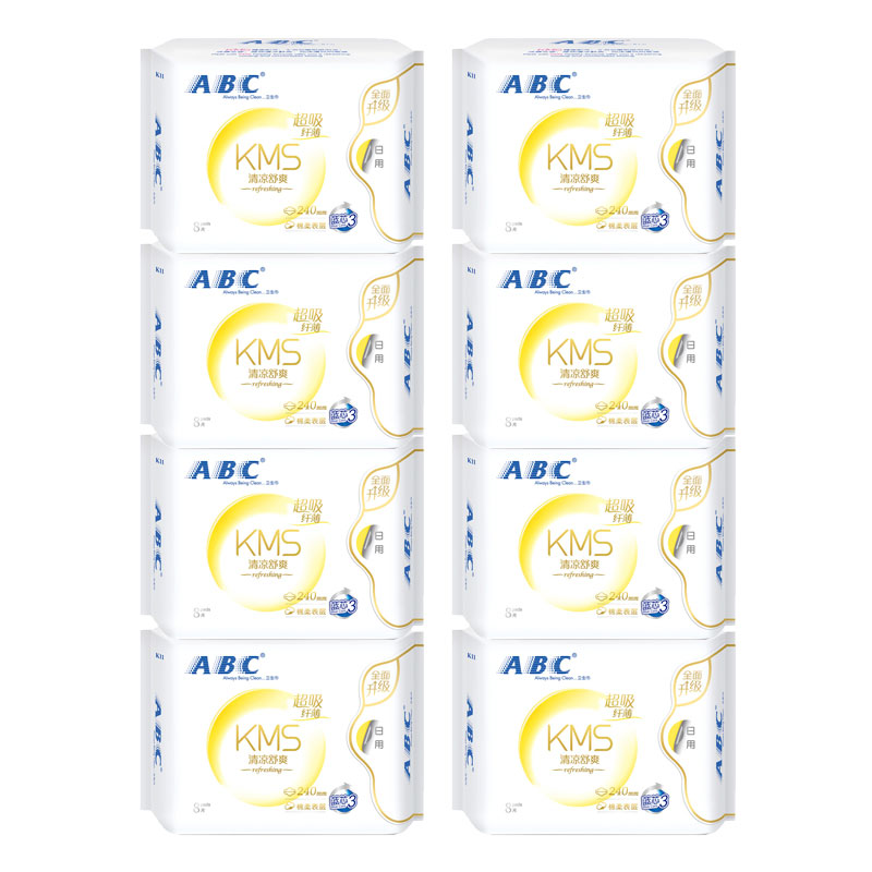 ABC卫生巾日用蓝芯瞬吸干爽纤薄棉柔240mm*8片*8包（单位：组） 拿铁色