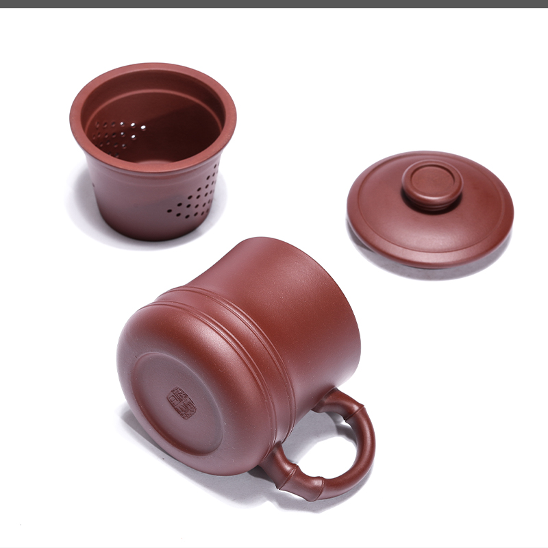 香石坊宜兴原矿纯手工紫砂杯玉竹杯三件套400mlBT633 玉竹杯三件套400ml