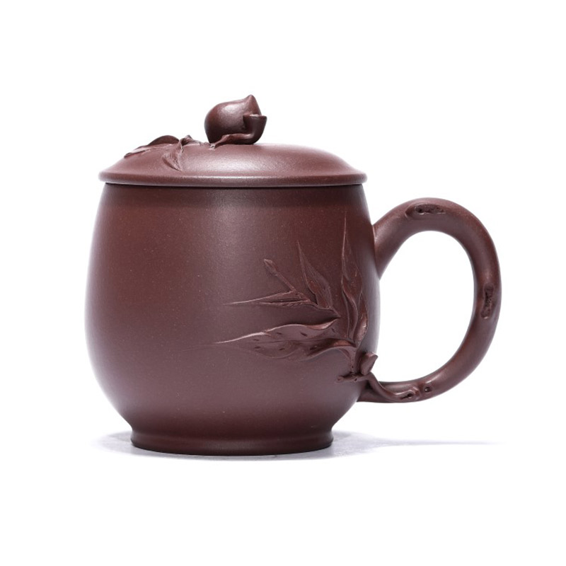 香石坊宜兴原矿纯手工紫砂茶杯寿桃杯420mlBT608  单位：只 寿桃杯 420ml