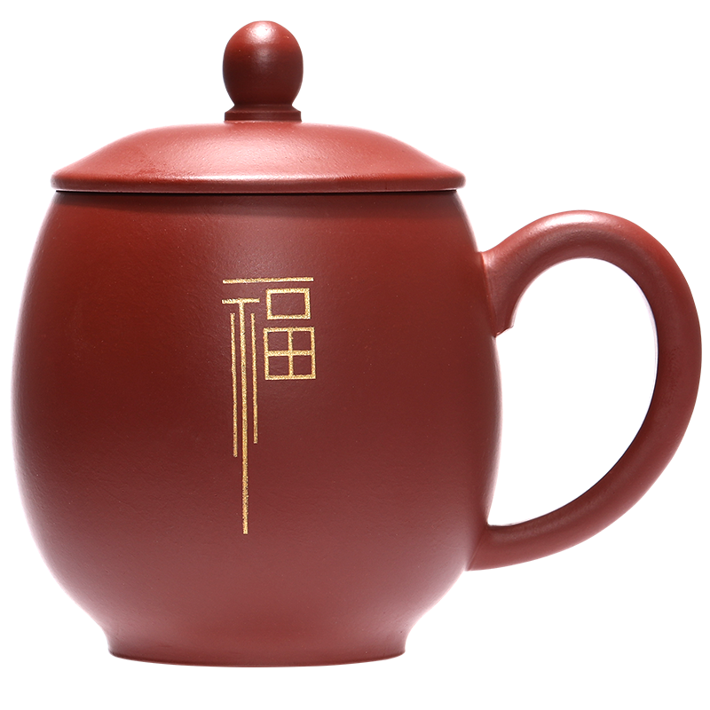 香石坊宜兴原矿纯手工紫砂杯福字龙旦杯350mlBT637  单位：只 福字龙旦杯 350ml