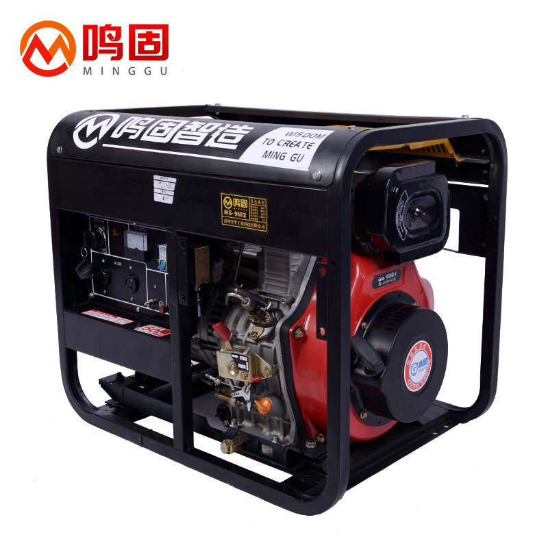 鸣固3KW柴油发电机220V家用自动发动机 3KW豪华开架款手启动+烧柴油（单位：台） 黑色