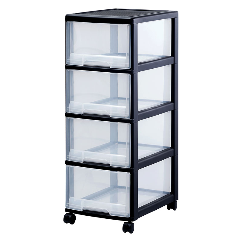 JEKO&JEKO 可移动深四层柜 透明黑 1只 天地盖包装SWB-518 黑色