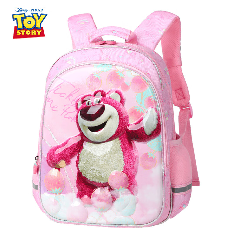 迪士尼（disney）小学生书包 1-3年级大容量高清压膜防泼水双肩包草莓熊B26047-T1X 个 粉色