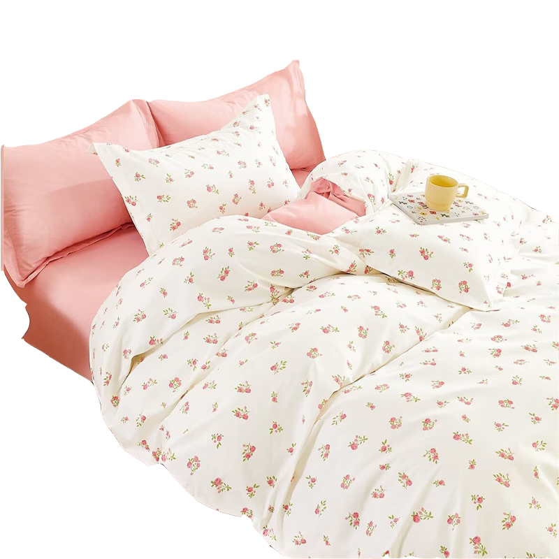 罗曼罗兰全棉四件套 淡妆初夏200*230cm（单位：套） 玫瑰红色