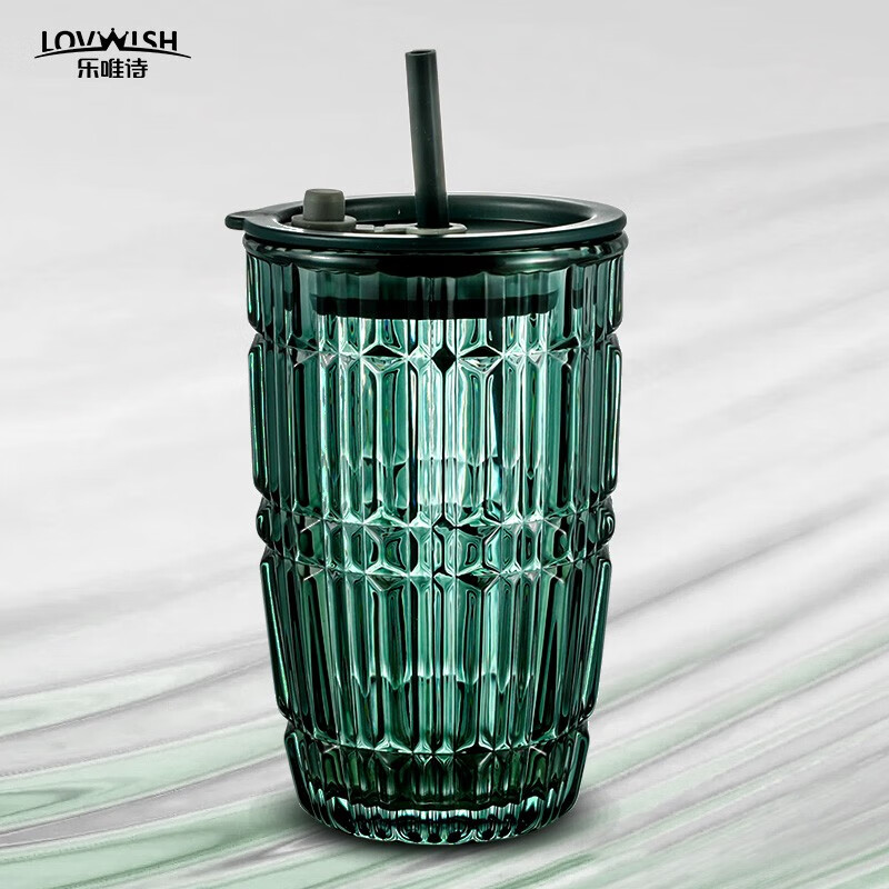 乐唯诗墨绿晶钻吸管杯420ml*1  （单位：套） 军绿色