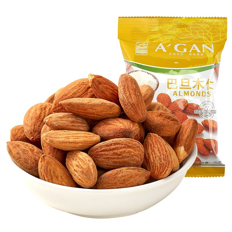 阿甘正馔 休闲零食 每日坚果炒货干果果仁 巴旦木仁35g*10袋 奶茶杏