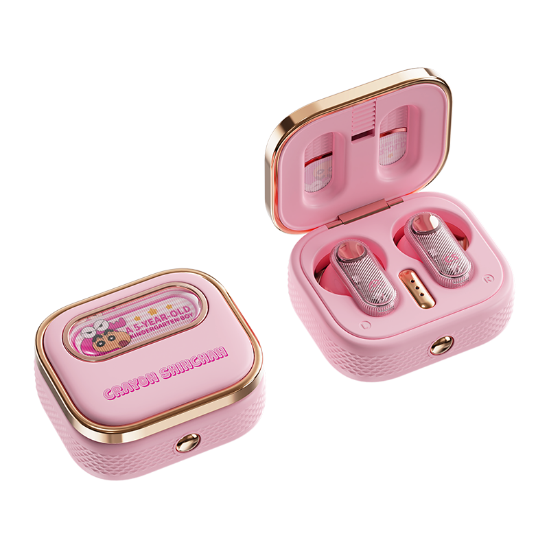 ROCK 蜡笔小新 复古系列 TWS蓝牙耳机 RAU0774（单位：个） 粉色