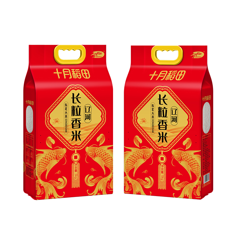 十月稻田 东北大米辽河长粒香5kg*2 （单位：袋） 红色