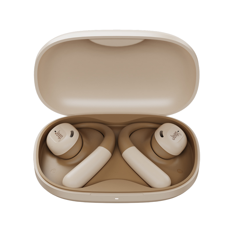 Jeep吉普 蓝牙耳机挂耳式 开放式真无线不入耳运动跑步通话降噪骨传导概念定向传音  单位：副 米白