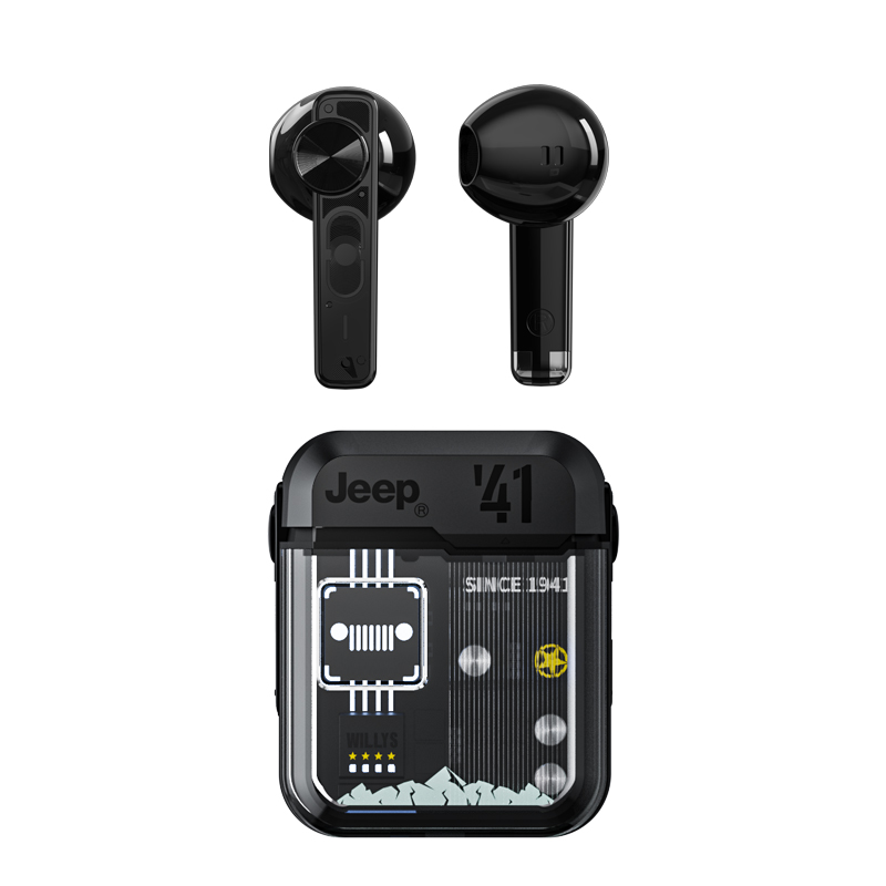 Jeep吉普 蓝牙耳机 半入耳式游戏低延迟运动跑步骑行高清通话降噪 通用苹果华为小米  单位：副 黑色