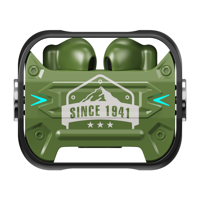 Jeep吉普真无线蓝牙耳机 半入耳式蓝牙5.3适用苹果/安卓手机音乐游戏耳机旋转解压耳机  单位：副 军绿色