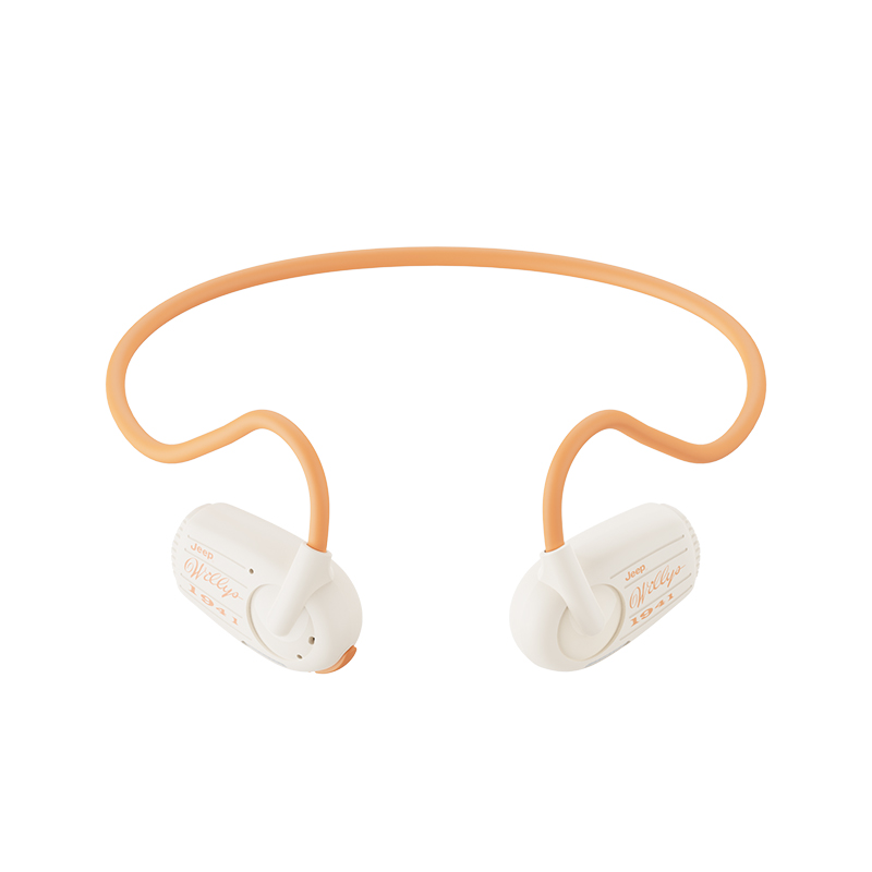 Jeep吉普 真无线蓝牙耳机气传导挂耳式 运动跑步骑行高清通话降噪耳机 防水防汗超长续航  单位：副 米白