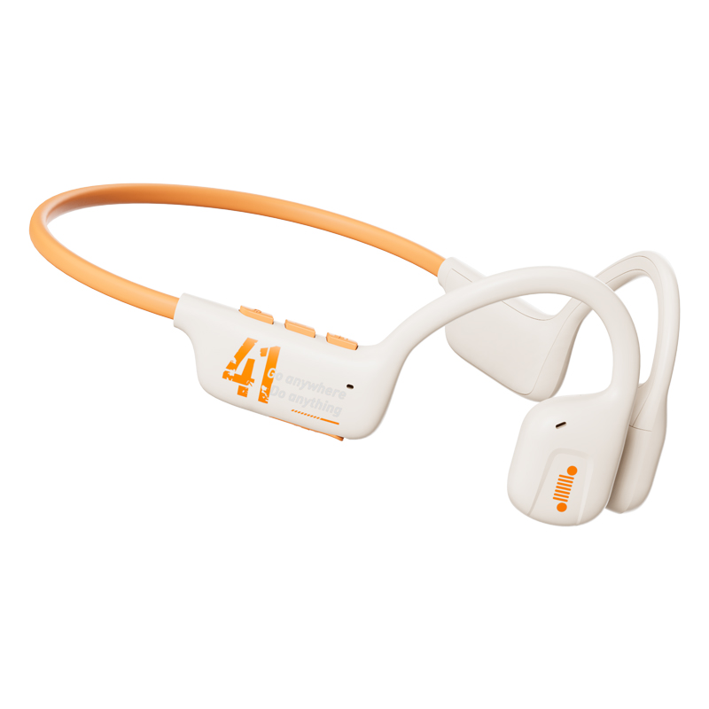 Jeep吉普无线蓝牙耳机 骨传导概念耳机挂耳式跑步游戏通话降噪不入耳高音质运动耳机  单位：副 米白