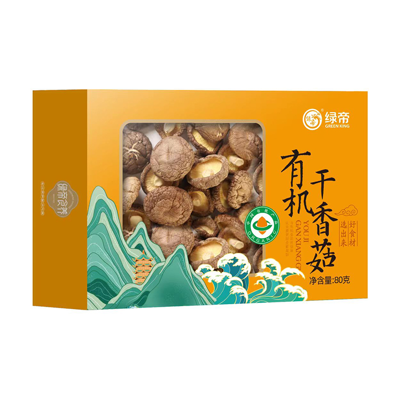 绿帝有机干香菇盒装80g  单位：盒 柠绿色