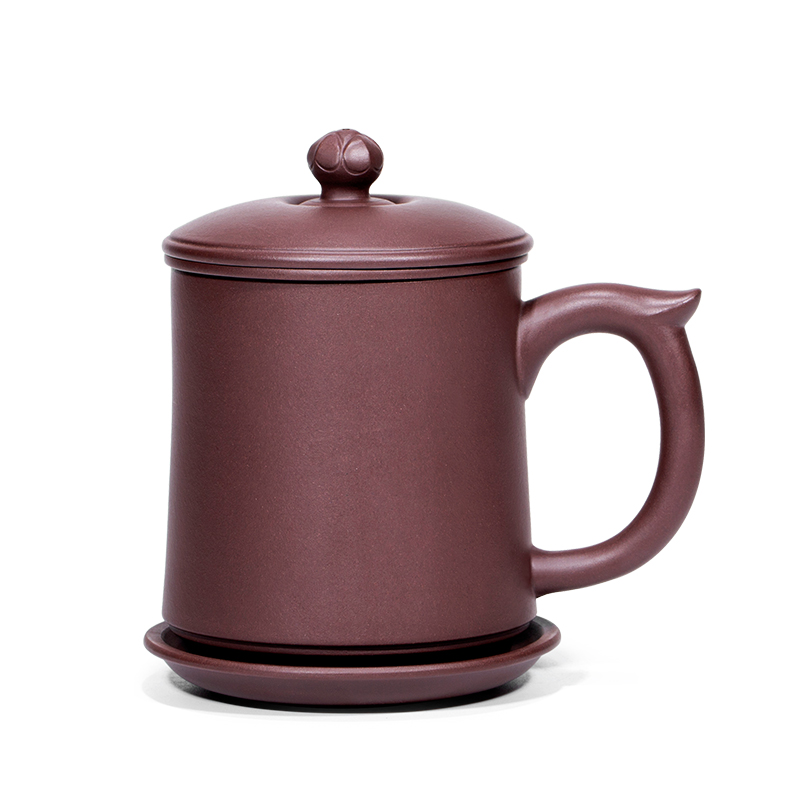 金镶玉 宜兴原矿紫砂杯 凌小明富贵莲花紫砂杯400cc  单位：套 褐色